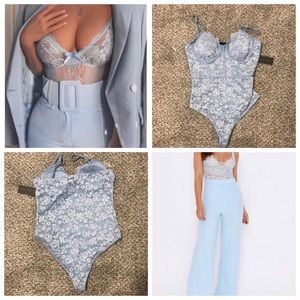 Sexy Blue Lace Bodysuit M